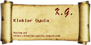 Klekler Gyula névjegykártya